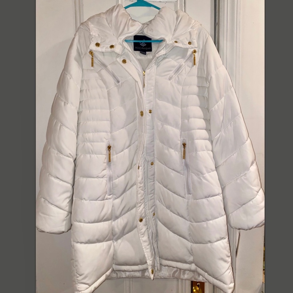New Rocawear Women's White Puffer Waterproof Winter Coat NWT